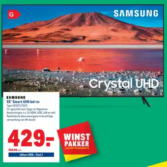 Makro Samsung 55" Smart UHD led-tv Type UE55TU7020 aanbieding