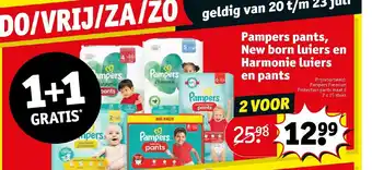 Kruidvat Pampers pants, New born luiers en Harmonie luiers en pants aanbieding