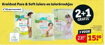 Kruidvat Kruidvat Pure & Soft luiers en luierbroekjes  3 x 38 stuks aanbieding