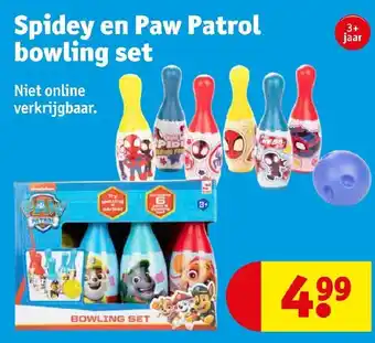Kruidvat Spidey en Paw Patrol bowling set aanbieding
