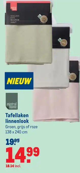 Makro Tafellaken linnenlook 138x240 cm aanbieding