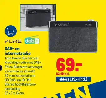 Makro DAB+ en internetradio 27x7x16 cm aanbieding