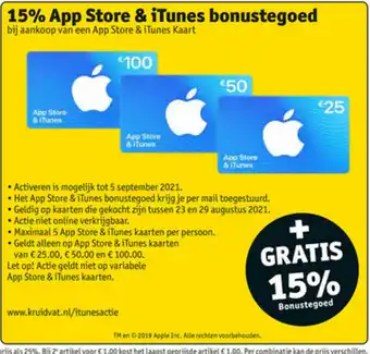 Kruidvat 15% App Store & iTunes bonustegoed aanbieding