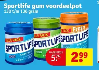 Kruidvat Sportlife gum voordeelpot 130 t/m 136 gram aanbieding