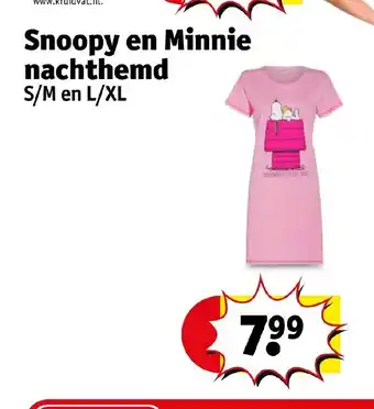 Kruidvat Snoopy en Minnie nachthemd S/M en L/XL aanbieding