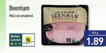 ALDI Beenham Mals En Smaakvol 150g aanbieding