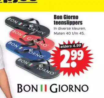 Dirk Bon Giorno teenslippers In diverse kleuren. Maten 40 t/m 45. aanbieding