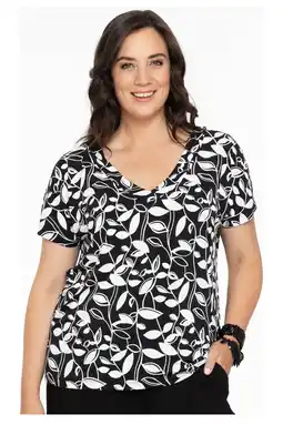 Wehkamp Yoek top dolce van travelstof met all over print zwart/wit aanbieding