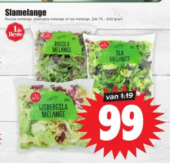 Dirk Slamelange Rucola melange, ijsbergsla melange of sla melange. Zak 75 - 200 gram. aanbieding