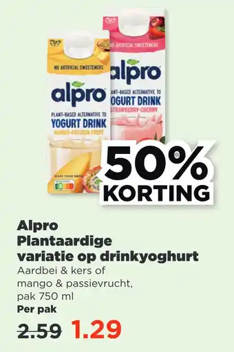 PLUS Alpro plantaardige variatie op drinkyoghurt aanbieding