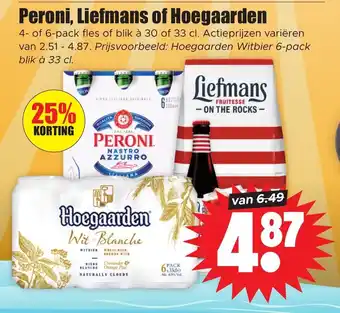 Dirk Peroni, Liefmans of Hoegaarden 4 of 6 fles of blik a 30 of 33cl aanbieding