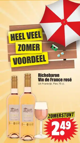 Dirk Richebaron Vin de France rosé 75cl aanbieding