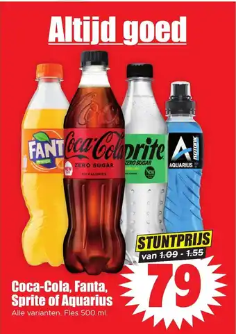 Dirk Coca-Cola, Fanta, Sprite of Aquarius Alle varianten. Fles 500 ml. aanbieding