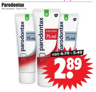 Dirk Parodontax Alle varianten. Tube 75 ml. aanbieding