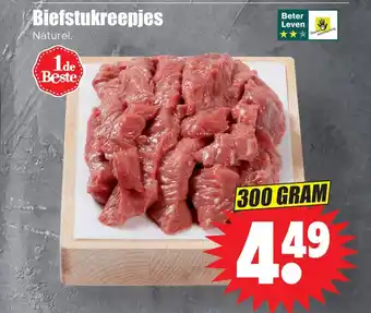 Dirk Biefstukreepjes Naturel. 300g aanbieding