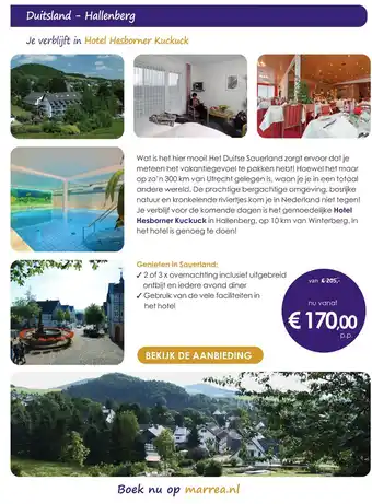 Marrea Hotelarrangementen Duitsland - hallenberg aanbieding