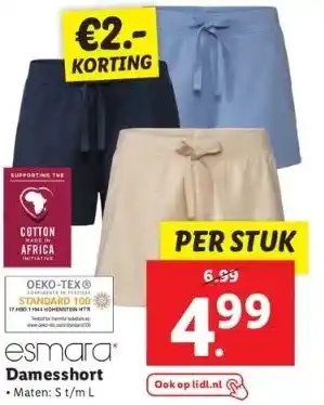 Lidl Esmara damesshort aanbieding