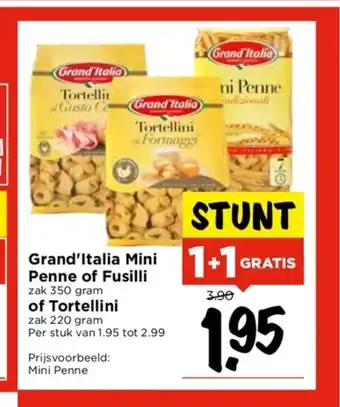 Vomar Voordeelmarkt Grand'Italia Mini Penne of Fusilli zak 350 gram of Tortellini aanbieding