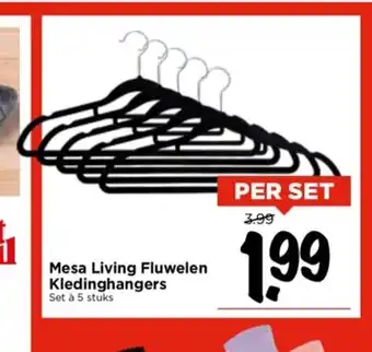 Vomar Voordeelmarkt Mesa Living Fluwelen Kledinghangers Set à 5 stuks aanbieding