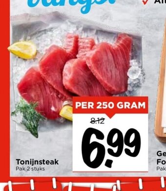 Vomar Voordeelmarkt Tonijnsteak Pak 2 stuks per 250 gram aanbieding