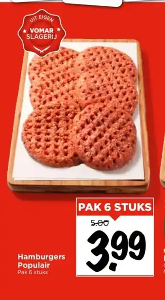 Vomar Voordeelmarkt Hamburgers Populair Pak 6 stuks aanbieding