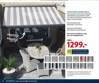 Kluswijs KNIKARMSCHERM IBIZA aanbieding