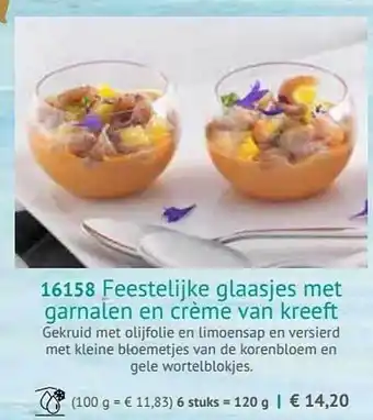 Bofrost Feestelijke Glaasjes Met Garnalen En Crème Van Kreeft 100 gram aanbieding