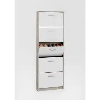 Leen Bakker Schoenenkast step - zandkleur/wit - 168,5x58,5x17 cm - leen bakker aanbieding