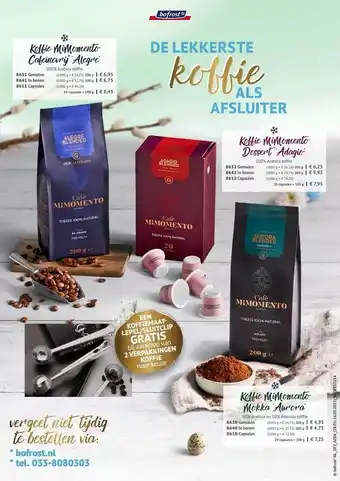 Bofrost Koffie Mimomento Mokka Aurora, Koffie Mimomento Dessert Adagio Of Koffie Mimomento Cafeinevrij Alegre aanbieding