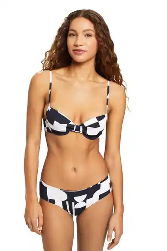 Wehkamp Esprit women beach voorgevormde beugel bikinitop cube zwart/wit aanbieding