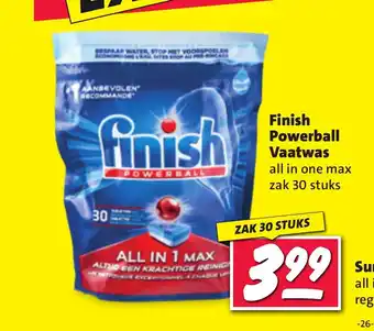 Nettorama Finish Powerball Vaatwas all in one max zak 30 stuks aanbieding