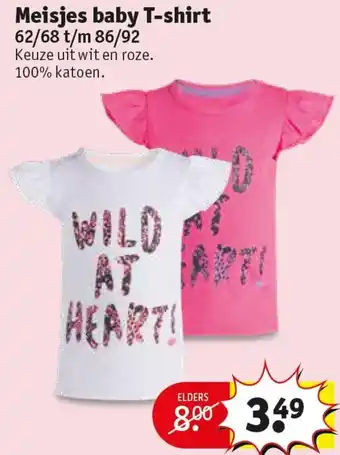 Kruidvat Bambino Meisjes baby T-shirt 62/68-86/92 aanbieding