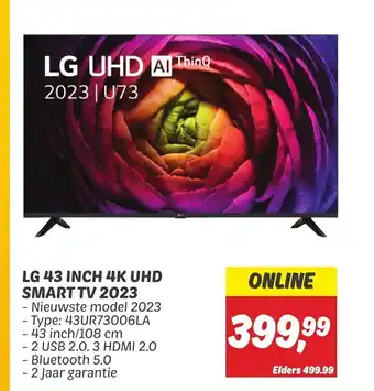 Dekamarkt LG 43 INCH 4K UHD SMART TV 2023 aanbieding