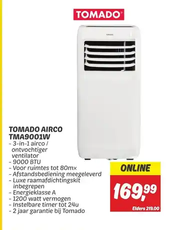 Dekamarkt TOMADO AIRCO TMA9001W aanbieding