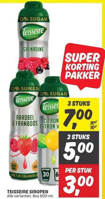 Dekamarkt TEISSEIRE SIROPEN Alle varianten. Bus 600 ml. aanbieding