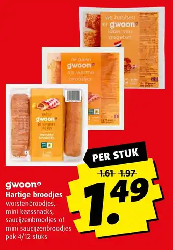 Boni gwoono Hartige broodjes worstenbroodjes, mini kaassnacks, saucijzenbroodjes of mini saucijzenbroodjes pak 4/12 stuks aanbieding