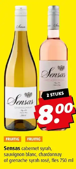 Boni Sensas cabernet syrah, sauvignon blanc, chardonnay of grenache syrah rosé, fles 750 ml aanbieding