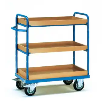 Conrad Fetra 8122 etagewagen staal poedercoating laadvermogen (max.): 500 kg stralend blauw (ral 5007) aanbieding