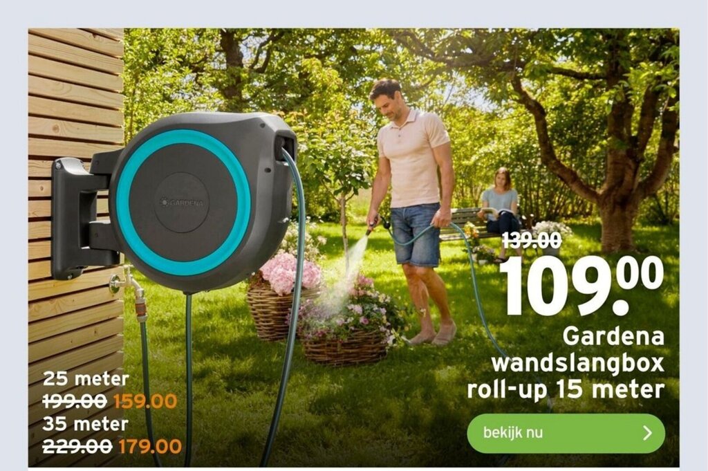 Gardena wandslangbox rollup 15 meter aanbieding bij GAMMA