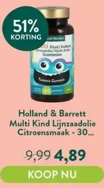 Holland & Barrett Multi kind lijnzaadolie citroensmaak - 30 gummies aanbieding