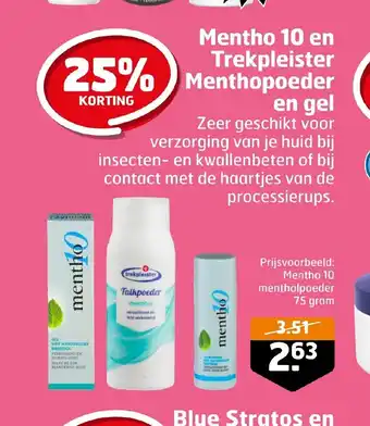 Trekpleister Mentho 10 en Menthopoeder en gel aanbieding