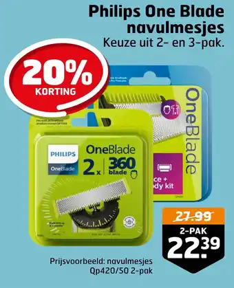 Trekpleister Philips one blade navulmesjes aanbieding