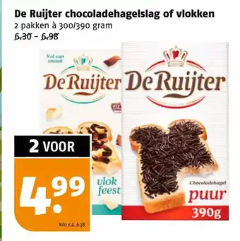 Poiesz De ruijter chocoladehagelslag of vlokken aanbieding