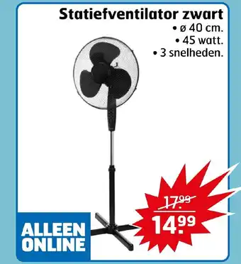 Trekpleister Statiefventilator zwart • 45 watt. aanbieding