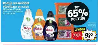 Kruidvat Robijn wasmiddel vloeibaar en caps aanbieding