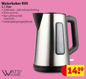 Kruidvat WatsHome Waterkoker RVS 1.7L aanbieding