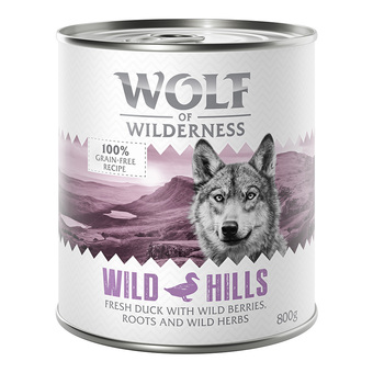 Zooplus 6x800g wild hills eend wolf of wilderness hondenvoer aanbieding
