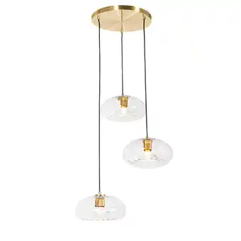 Lampenlicht.nl Art deco hanglamp goud met glas rond 3-lichts - ayesha aanbieding