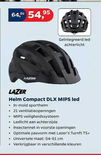 Bike Totaal Lazer Helm Compact DLX Mips Led aanbieding