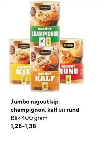 Jumbo Jumbo Ragout Kip, Champignon, Kalf En Rund 400 gram aanbieding